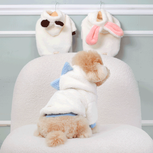 PM 動物抓絨外套，帽子上有 3 種可愛的動物裝飾-兔子S-MorPetPet