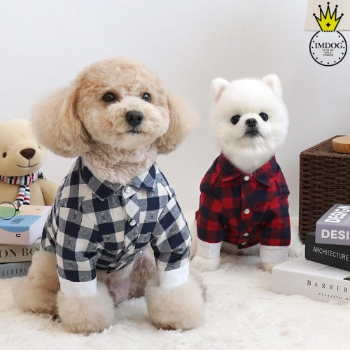 格仔恤衫 海軍藍XL- ParisDog- MorPetPet