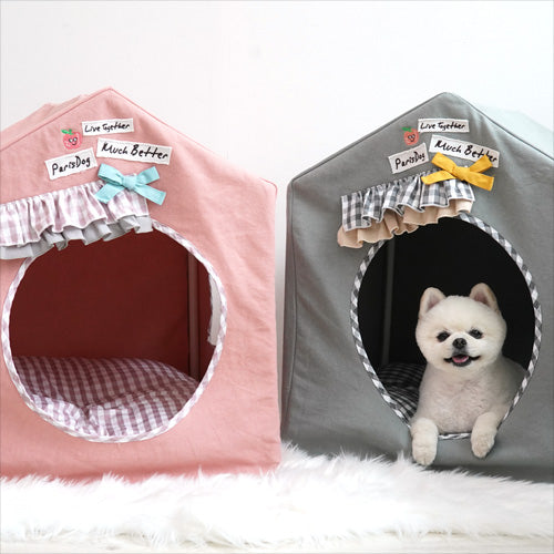 蝴蝶結框架寵物屋 灰色- ParisDog- MorPetPet